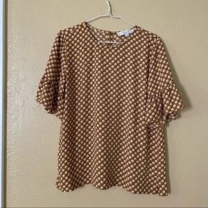 LOFT SMALL short sleeve top floral flower Ann Taylor retro ruffle